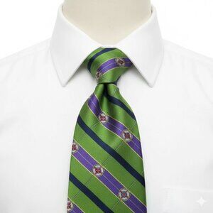 Tommy Hilfiger Silk Tie Striped Green Purple Vintage 90's